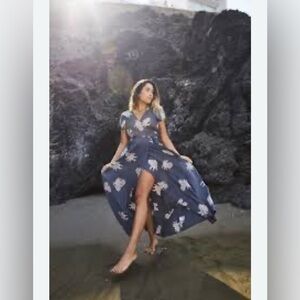 Roxy slate blue Floral Maxi Dress